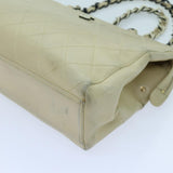 Chanel Matelasse Chain Tote Bag Leather Beige CC Auth yk11588