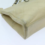 Chanel Matelasse Chain Tote Bag Leather Beige CC Auth yk11588