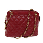 Chanel Matelasse Chain Shoulder Bag Leather Red CC Auth yk11662