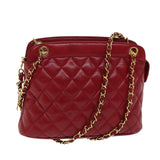 Chanel Matelasse Chain Shoulder Bag Leather Red CC Auth yk11662