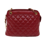 Chanel Matelasse Chain Shoulder Bag Leather Red CC Auth yk11662