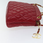Chanel Matelasse Chain Shoulder Bag Leather Red CC Auth yk11662