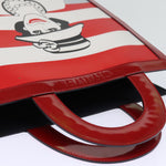 Chanel Mademoiselle Hand Bag Enamel Leather White Red CC Auth yk12409A