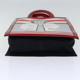 Chanel Mademoiselle Hand Bag Enamel Leather White Red CC Auth yk12409A