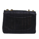 Chanel Mademoiselle Big COCO Mark Chain Bag Lamb Skin Black CC Auth yk12655