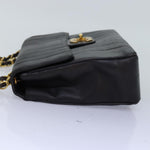 Chanel Mademoiselle Big COCO Mark Chain Bag Lamb Skin Black CC Auth yk12655