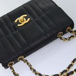 Chanel Mademoiselle Big COCO Mark Chain Bag Lamb Skin Black CC Auth yk12655
