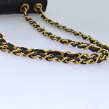 Chanel Mademoiselle Big COCO Mark Chain Bag Lamb Skin Black CC Auth yk12655