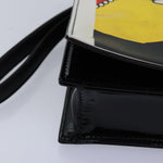 Chanel Mademoiselle Clutch Bag Enamel Black Yellow CC Auth yk13029