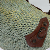 balenciaga Hand Bag Raffia Blue 236741 Auth yk13377