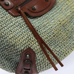 balenciaga Hand Bag Raffia Blue 236741 Auth yk13377