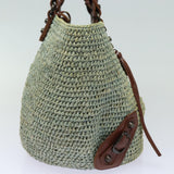 balenciaga Hand Bag Raffia Blue 236741 Auth yk13377
