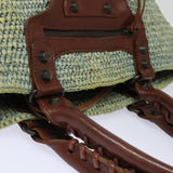 balenciaga Hand Bag Raffia Blue 236741 Auth yk13377