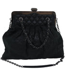 Chanel Matelasse Chain Gamaguchi Hand Bag Leather 2way Black CC Auth yk13501