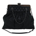 Chanel Matelasse Chain Gamaguchi Hand Bag Leather 2way Black CC Auth yk13501