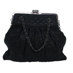 Chanel Matelasse Chain Gamaguchi Hand Bag Leather 2way Black CC Auth yk13501