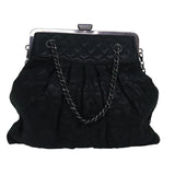 Chanel Matelasse Chain Gamaguchi Hand Bag Leather 2way Black CC Auth yk13501