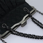 Chanel Matelasse Chain Gamaguchi Hand Bag Leather 2way Black CC Auth yk13501