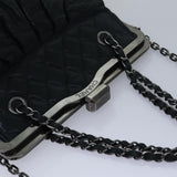Chanel Matelasse Chain Gamaguchi Hand Bag Leather 2way Black CC Auth yk13501