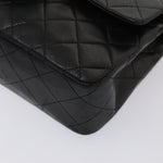 Chanel Matelasse 23 Turn Lock Chain Bag Lamb Skin Black CC Auth yk13530A