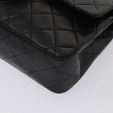 Chanel Matelasse 23 Turn Lock Chain Bag Lamb Skin Black CC Auth yk13530A