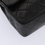 Chanel Matelasse 23 Turn Lock Chain Bag Lamb Skin Black CC Auth yk13530A
