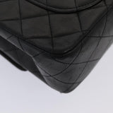 Chanel Matelasse 23 Turn Lock Chain Bag Lamb Skin Black CC Auth yk13530A