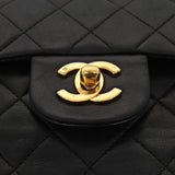 Chanel Matelasse 23 Turn Lock Chain Bag Lamb Skin Black CC Auth yk13530A