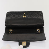 Chanel Matelasse 23 Turn Lock Chain Bag Lamb Skin Black CC Auth yk13530A