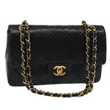 Chanel Matelasse 23 Turn Lock Chain Bag Lamb Skin Black CC Auth yk13530A