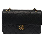 Chanel Matelasse 23 Turn Lock Chain Bag Lamb Skin Black CC Auth yk13530A