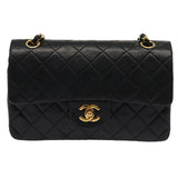 Chanel Matelasse 23 Turn Lock Chain Bag Lamb Skin Black CC Auth yk13530A