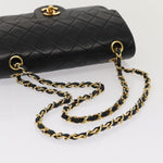 Chanel Matelasse 23 Turn Lock Chain Bag Lamb Skin Black CC Auth yk13530A