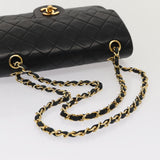 Chanel Matelasse 23 Turn Lock Chain Bag Lamb Skin Black CC Auth yk13530A