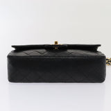 Chanel Matelasse 23 Turn Lock Chain Bag Lamb Skin Black CC Auth yk13530A