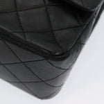 Chanel Matelasse 25 Turn Lock Chain Hand Bag Lamb Skin Black CC Auth yk14030A