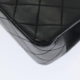Chanel Matelasse 25 Turn Lock Chain Hand Bag Lamb Skin Black CC Auth yk14030A