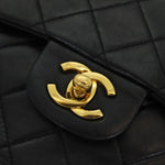 Chanel Matelasse 25 Turn Lock Chain Hand Bag Lamb Skin Black CC Auth yk14030A