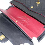Chanel Matelasse 25 Turn Lock Chain Hand Bag Lamb Skin Black CC Auth yk14030A