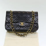 Chanel Matelasse 25 Turn Lock Chain Hand Bag Lamb Skin Black CC Auth yk14030A