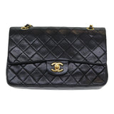 Chanel Matelasse 25 Turn Lock Chain Hand Bag Lamb Skin Black CC Auth yk14030A
