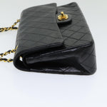 Chanel Matelasse 25 Turn Lock Chain Hand Bag Lamb Skin Black CC Auth yk14030A