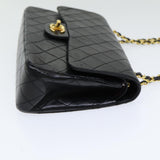 Chanel Matelasse 25 Turn Lock Chain Hand Bag Lamb Skin Black CC Auth yk14030A
