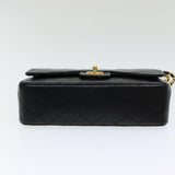 Chanel Matelasse 25 Turn Lock Chain Hand Bag Lamb Skin Black CC Auth yk14030A