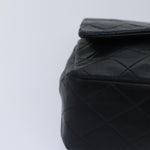 Chanel Matelasse 25 Turn Lock Chain Bag Lamb Skin Black Gold CC Auth yk14418