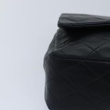 Chanel Matelasse 25 Turn Lock Chain Bag Lamb Skin Black Gold CC Auth yk14418