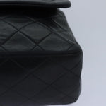 Chanel Matelasse 25 Turn Lock Chain Bag Lamb Skin Black Gold CC Auth yk14418