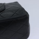 Chanel Matelasse 25 Turn Lock Chain Bag Lamb Skin Black Gold CC Auth yk14418