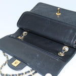 Chanel Matelasse 25 Turn Lock Chain Bag Lamb Skin Black Gold CC Auth yk14418