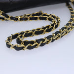 Chanel Matelasse 25 Turn Lock Chain Bag Lamb Skin Black Gold CC Auth yk14418